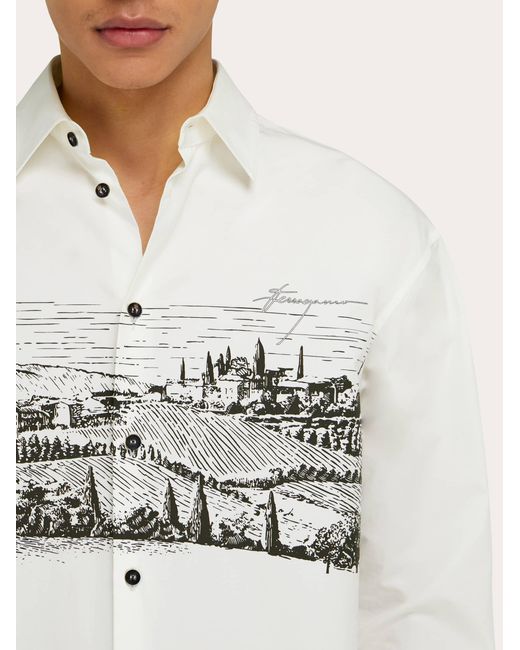 Uomo Camicia Con Stampa di Ferragamo in White da Uomo