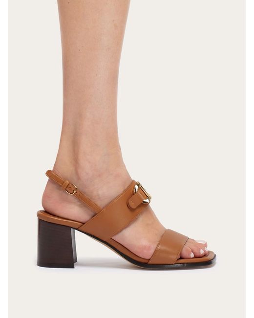 Ferragamo Natural Sandal With Gancini Ornament