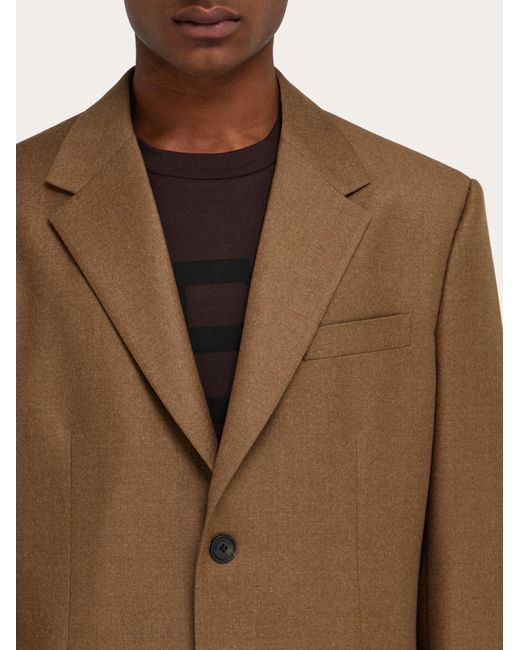 Ferragamo Brown Single Breasted Flannel Blazer for men