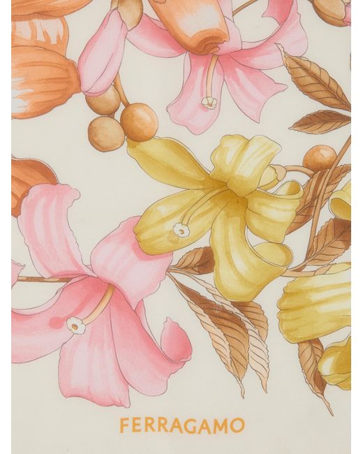 Ferragamo White Hibiscus Print Shawl