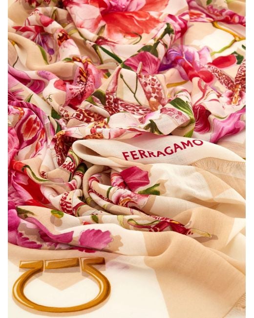 Ferragamo Pink Gaia Print Shawl