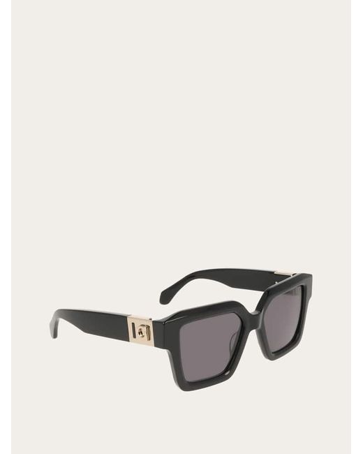 Ferragamo Black Rectangular Frame Sunglasses
