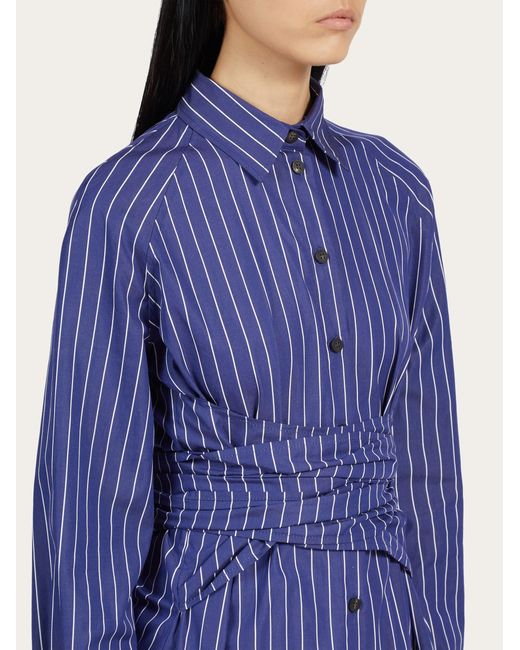 Cotton shirt with sash Ferragamo en coloris Blue
