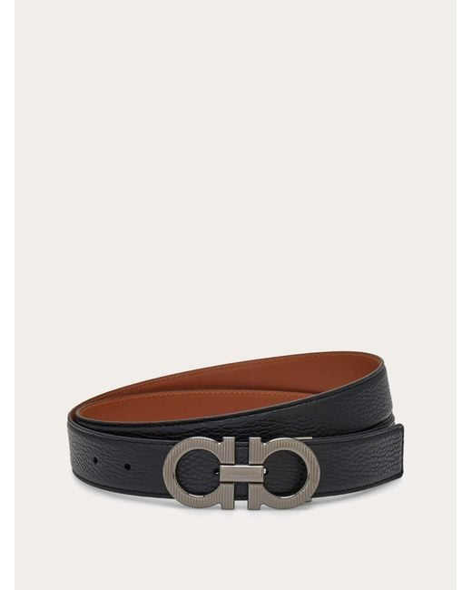Ferragamo White Reversible And Adjustable Gancini Belt for men