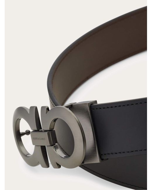 Ferragamo White Reversible And Adjustable Gancini Belt for men