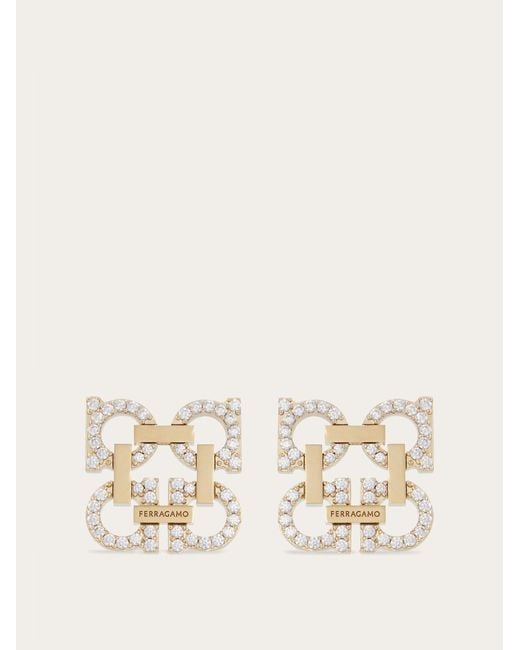 Ferragamo Natural Crystal Embellished Four Gancini Earrings