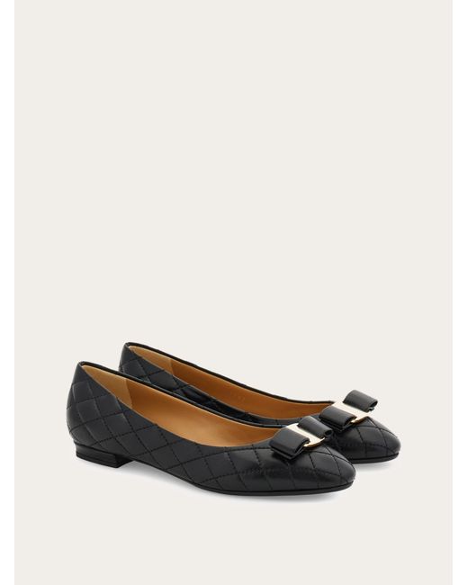 Ferragamo Black Quilted Varina Ballet Flat