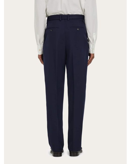 Ferragamo Blue Tailored Trousers With Button Detail for men