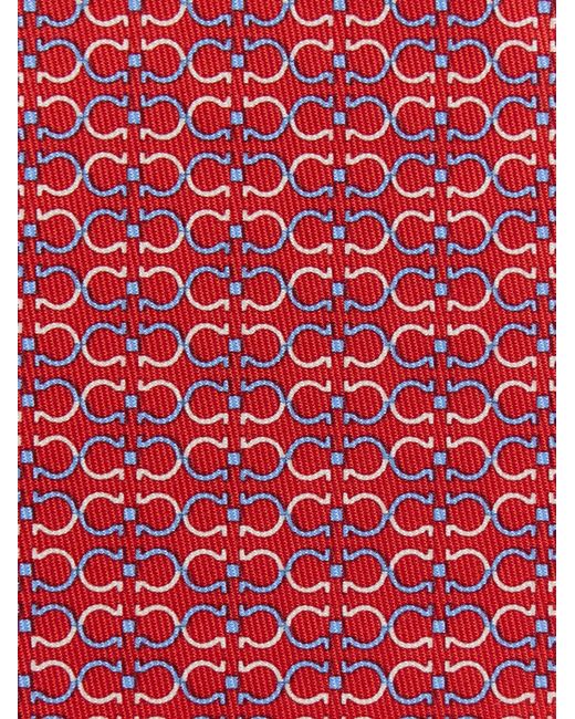Ferragamo Red Gancini Print Silk Tie for men