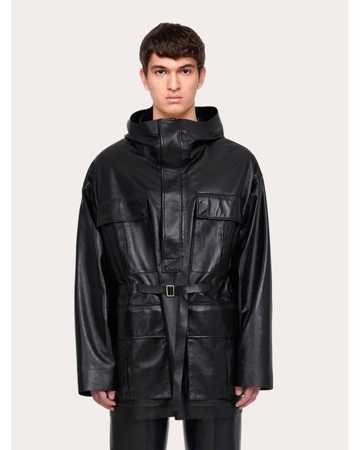 Hombre Parka De Napa Negro Ferragamo de hombre de color Black
