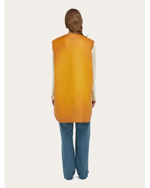 Ferragamo Orange Quilted Nappa Gilet