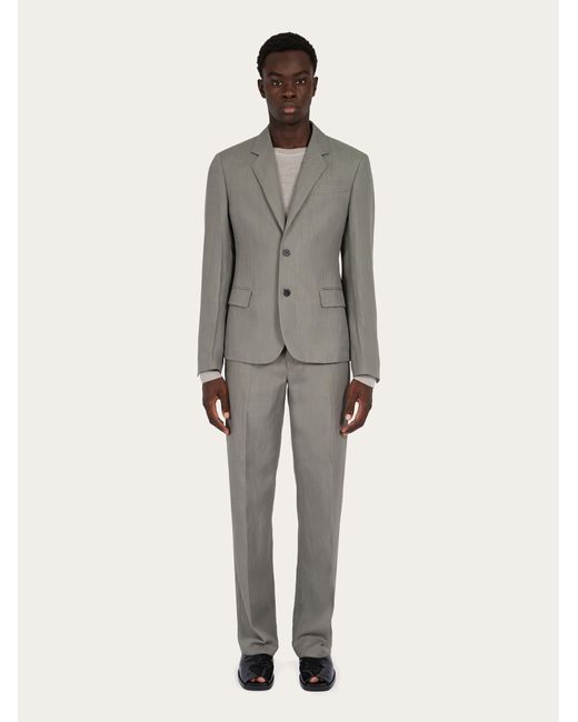 Ferragamo Gray Silk And Viscose Tailored Trouser for men