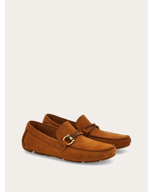 Ferragamo Brown Gancini Ornament Driver for men