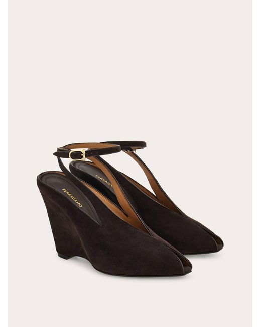 Ferragamo Natural Peep Toe Wedge Sandal