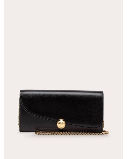 Ferragamo Black Asymmetrical Flap Wallet