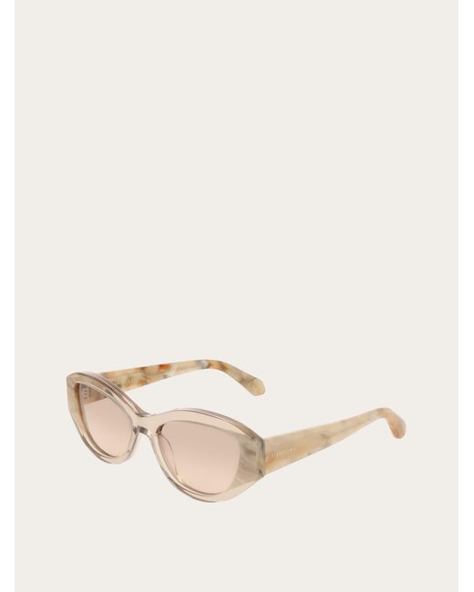 Ferragamo Natural Oval Frame Sunglasses