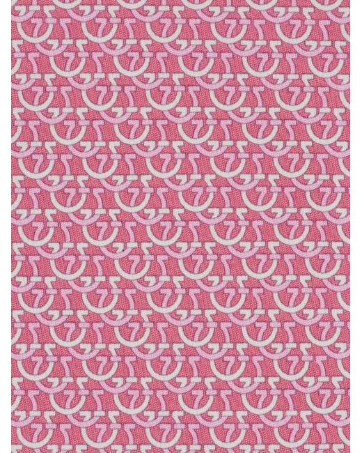 Ferragamo Pink Gancini Links Print Silk Tie for men