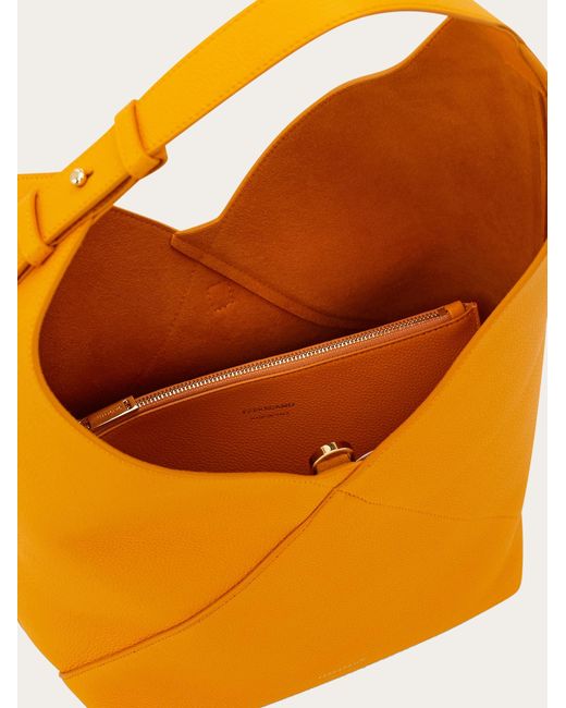 Ferragamo Orange Damen V-Shaped Hobo-Tasche (M)