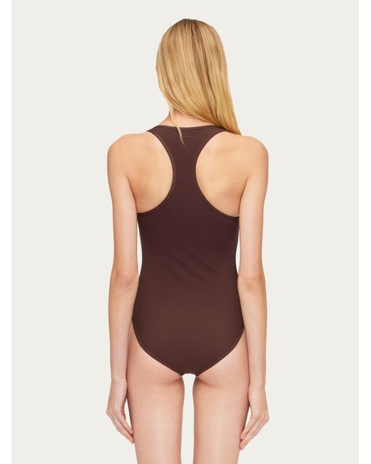 Ferragamo Brown Women Swimsuit With Metallic Insert