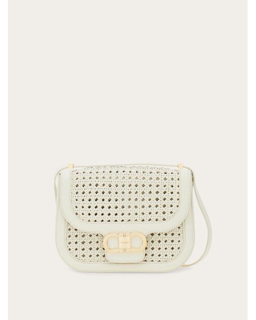 Ferragamo Natural Double Gancini North-South Crossbody Bag