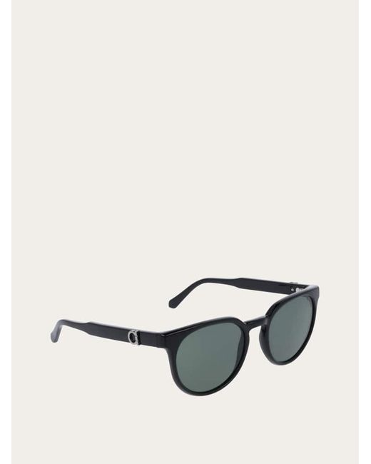 Ferragamo Green Round Frame Sunglasses for men