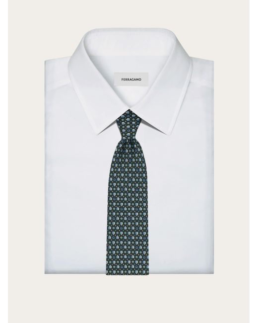 Ferragamo Herren Seidenkrawatte Mit Schildkrötenprint in Green für Herren