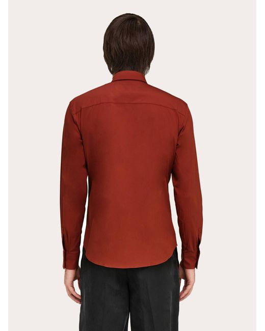 Hombre Camisa De Popelina Elástica Rojo Ferragamo de hombre de color Red