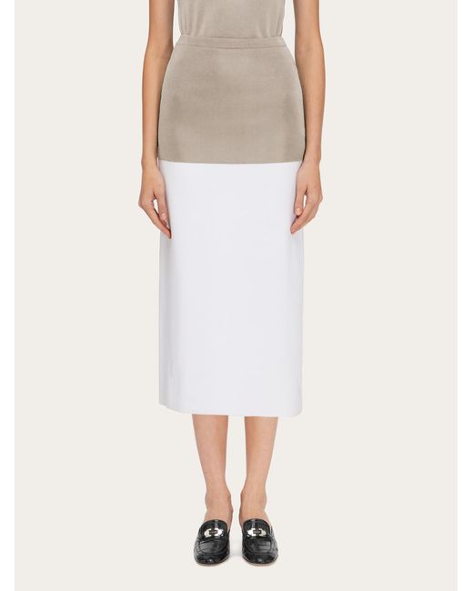 Ferragamo White Two Tone Color Block Layered Skirt