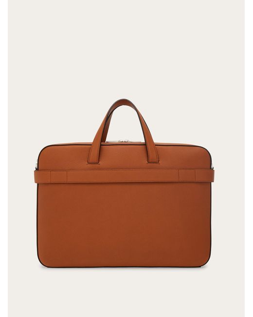 Ferragamo Brown Briefcase With Hug Buckle (M) for men