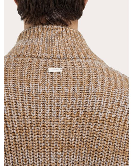 Ferragamo Brown High Neck Cardigan for men