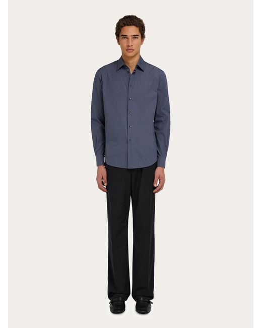 Ferragamo Blue Micro-Patterned Shirt for men