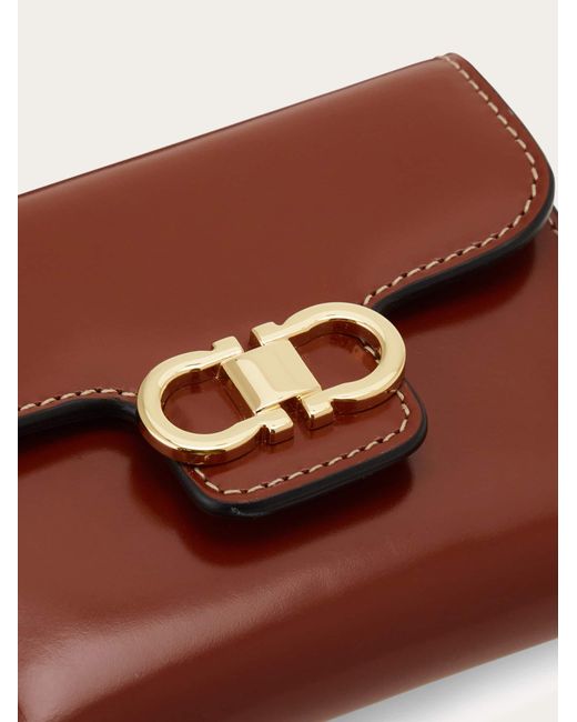 Ferragamo Brown Gancini Compact Wallet