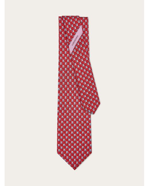 Ferragamo Red Ox Print Silk Tie for men