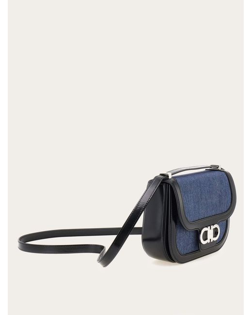 Ferragamo Blue Double Gancini Crossbody Bag (Xs)