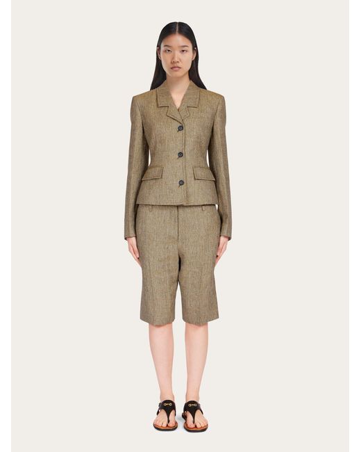 Ferragamo Natural Tailored Bermuda Shorts