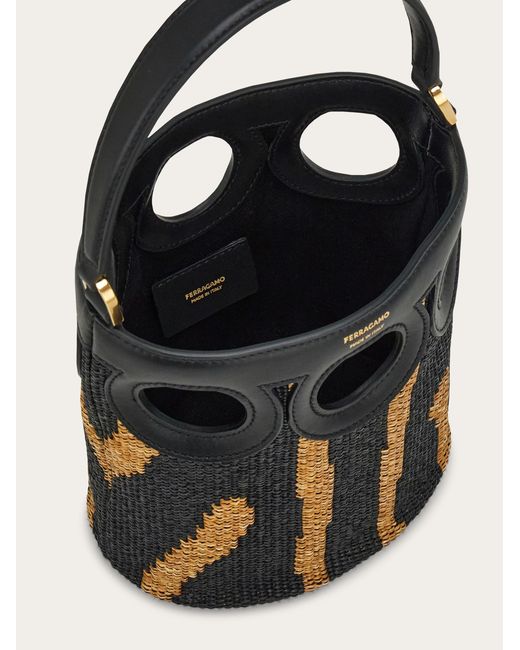Ferragamo Black Gancini Outline Bucket Bag (Xs)