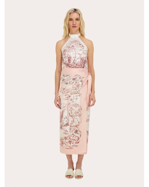 Ferragamo Pink Voyage Print Silk Sarong