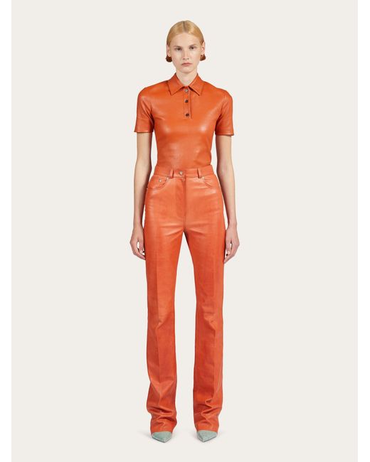 Nappa five pocket trouser Ferragamo en coloris Orange
