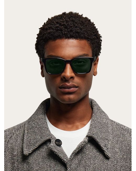 Ferragamo Gray Rectangular Frame Sunglasses for men