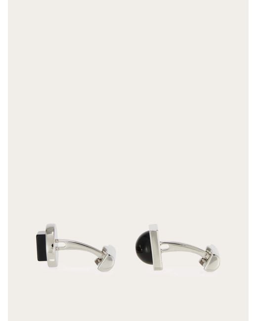 Ferragamo Black Semi Precious Stone Cufflinks for men