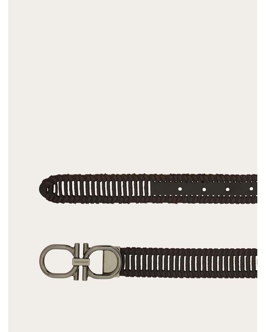 Ferragamo White Adjustable Gancini Belt for men