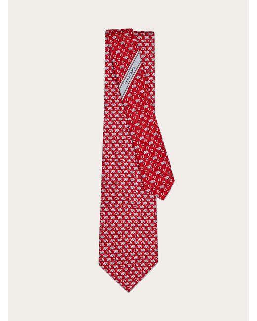 Ferragamo Red Terrier Print Silk Tie for men