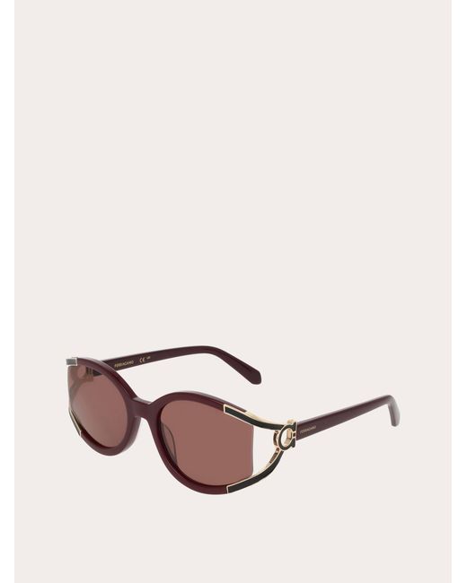 Ferragamo Pink Oval Frame Sunglasses