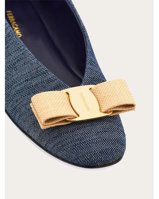 Ferragamo Blue Vara Bow Ballet Flat .5