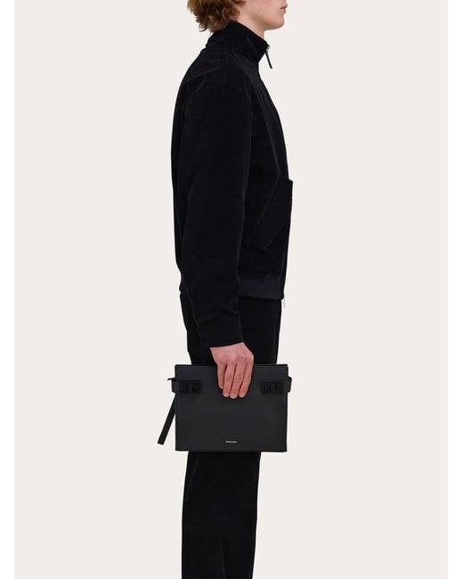Ferragamo Black Pouch With Hug Buckle for men