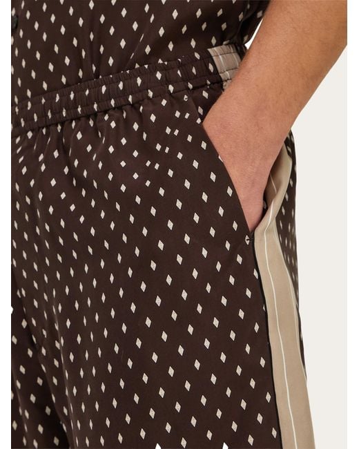 Ferragamo Brown Silk Bermuda Shorts for men