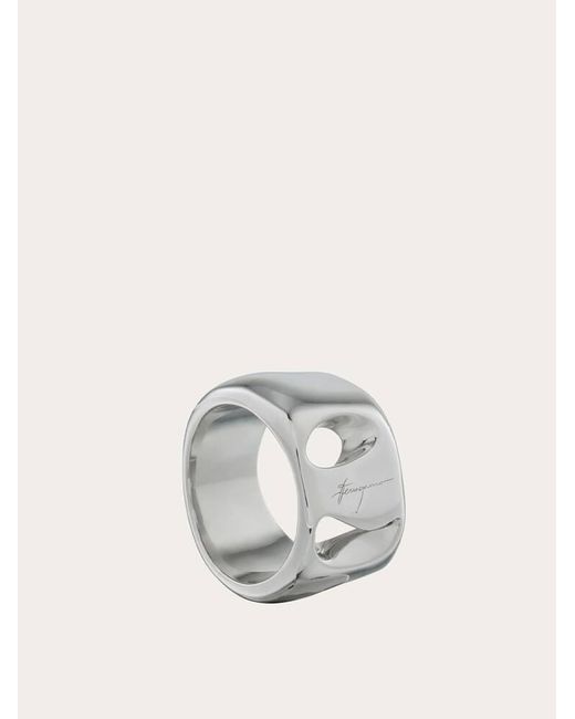 Ferragamo White Vara Ring (50Mm)