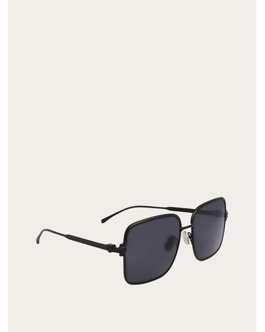 Ferragamo Black Rectangular Frame Sunglasses