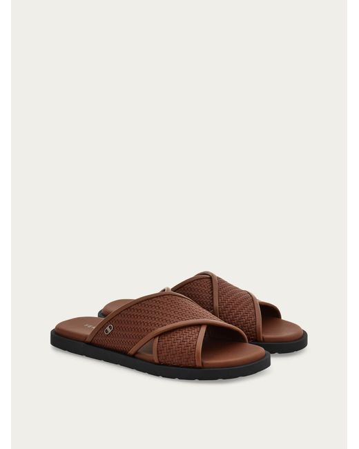 Ferragamo Brown Gancini Ornament Sandal for men