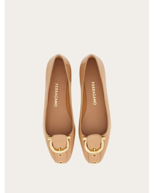 Ferragamo Natural Gancini Ballet Flat .5